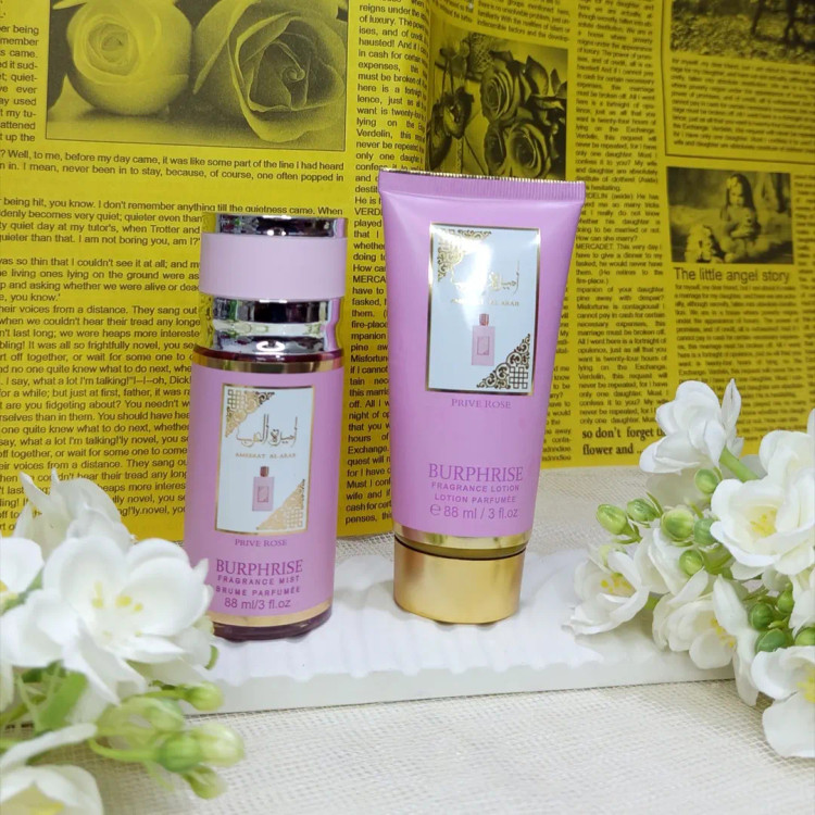 پک دوتایی ادو پرفیوم و لوسیون معطر Burphrise Prive Rose