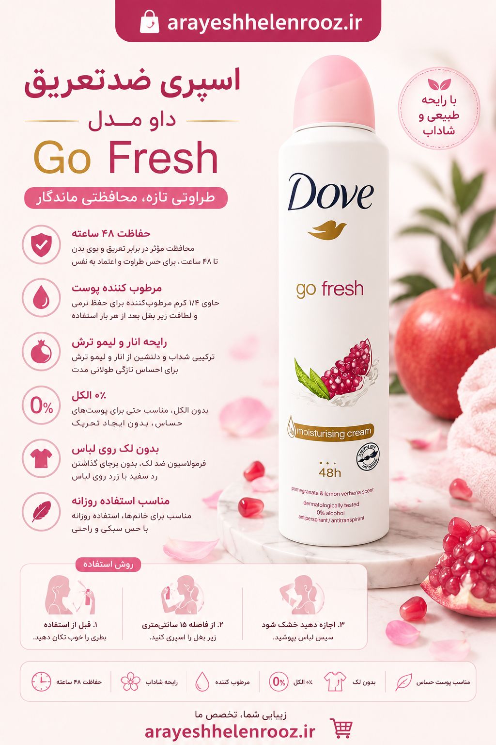 اسپری ضد تعریق زنانه داومدلfloraltouch حجم 250میل