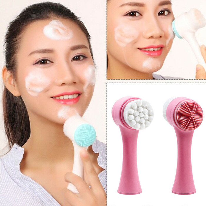 برس شستشوی صورت دوطرفه مویی و سیلیکونی